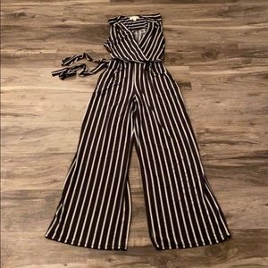 Black and white stripped sleeveless jumpsuit